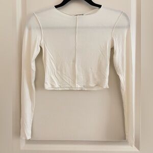 Zara Cream Long Sleeve Crop Top